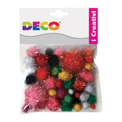 Pompon Lamè - 7-28 mm - colori assortiti - Deco - conf. 40 pezzi
