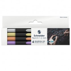 Pennarello Metallic Liner 020 - punta 1,2 mm - colori assortiti - Schneider - conf. 4 pezzi