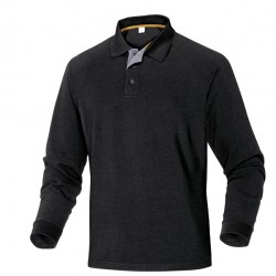 Polo a maniche lunghe Turino - 100% cotone - taglia L - nero - Deltaplus