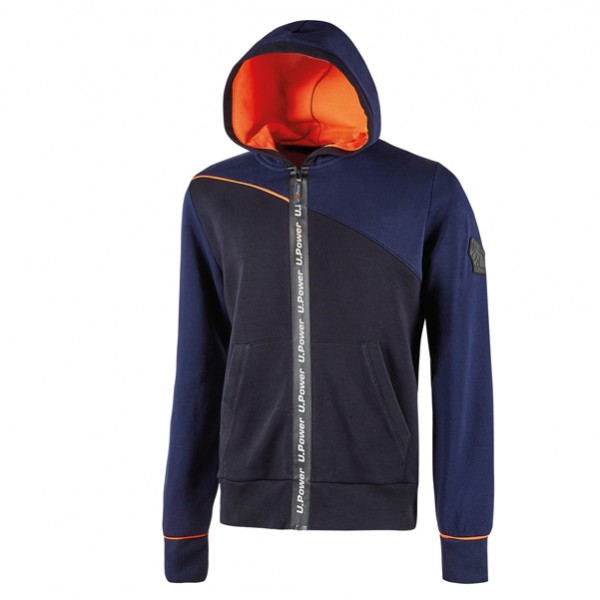 Felpa Jupiter - con cappuccio - taglia L - blu/arancione - U-Power Felpa Jupiter - con cappuccio - taglia L - blu/arancione - U-Power