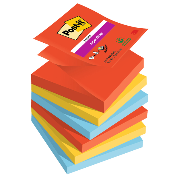 Blocco Post-it Super Sticky Z Notes - R330-6SS-PLAY - 76 x 76 mm - colori Playful - 90 fogli - Post-it - conf. 6 pezzi Blocco Post-it Super Sticky Z Notes - R330-6SS-PLAY - 76 x 76 mm - colori Playful - 90 fogli - Post-it - conf. 6 pezzi