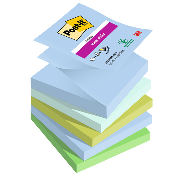 Blocco Post-it Super Sticky Z Notes - R330-5SS-OAS - 76 x 76 mm - colori Oasis - 90 fogli - Post-it - conf. 5 pezzi Blocco Post-it Super Sticky Z Notes - R330-5SS-OAS - 76 x 76 mm - colori Oasis - 90 fogli - Post-it - conf. 5 pezzi