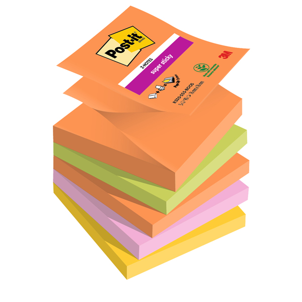 Blocco Post-it Super Sticky Z Notes - R330-5SS-BOOS - 76 x 76 mm - colori Boost - 90 fogli - Post-it - conf. 5 pezzi Blocco Post-it Super Sticky Z Notes - R330-5SS-BOOS - 76 x 76 mm - colori Boost - 90 fogli - Post-it - conf. 5 pezzi