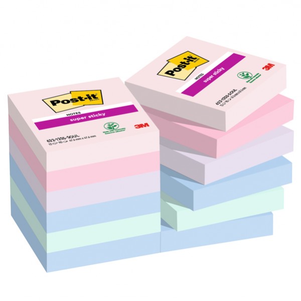Blocco Post-it Super Sticky - 622-12SS-SOUL - 47,6 x 47,6 mm - colori Soulful - 90 fogli - Post-it - conf. 12 pezzi Blocco Post-it Super Sticky - 622-12SS-SOUL - 47,6 x 47,6 mm - colori Soulful - 90 fogli - Post-it - conf. 12 pezzi