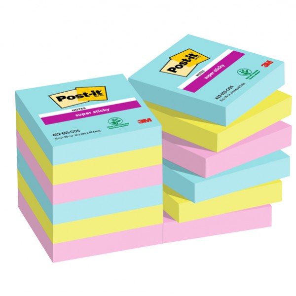 Blocco Post-it Super Sticky - 622-12SS-COS - 47,6 x 47,6 mm - colori Cosmic - 90 fogli - Post-it - conf. 12 pezzi Blocco Post-it Super Sticky - 622-12SS-COS - 47,6 x 47,6 mm - colori Cosmic - 90 fogli - Post-it - conf. 12 pezzi