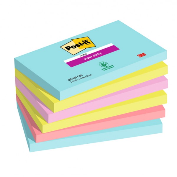 Blocco Post-it Super Sticky - 655-6SS-COS - 76 x 127 mm - colori Cosmic - 90 fogli - Post-it - conf. 6 pezzi Blocco Post-it Super Sticky - 655-6SS-COS - 76 x 127 mm - colori Cosmic - 90 fogli - Post-it - conf. 6 pezzi