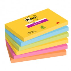 Blocco Post-it Super Sticky - 655-6SS-CARN - 76 x 127 mm - colori Carnival - 90 fogli - Post-it - conf. 6 pezzi
