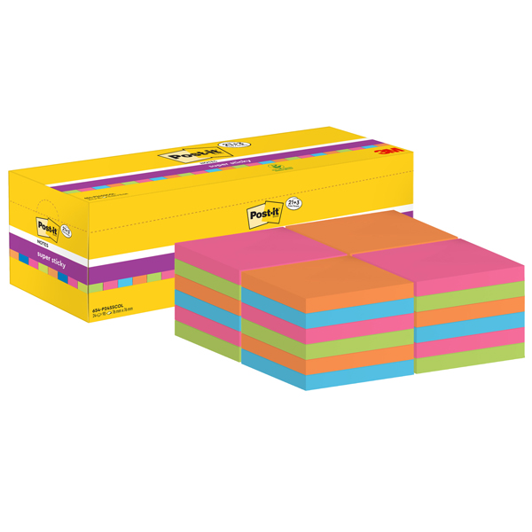 Blocco foglietti Post-it Super Sticky - 654-SS-VP24COL - 76 x 76 mm - colori assortiti - 90 fogli - Post-it - conf. 24 blocchi Blocco foglietti Post-it Super Sticky - 654-SS-VP24COL - 76 x 76 mm - colori assortiti - 90 fogli - Post-it - conf. 24 blocchi