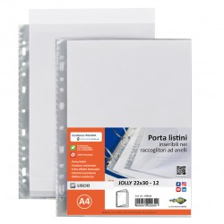 Portalistini Jolly - 12 buste forate - 22 x 30 cm - PP trasparnte - liscio - Sei rota
