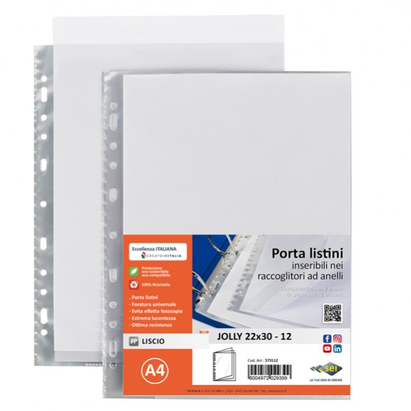 Portalistini Jolly - 12 buste forate - 22 x 30 cm - PP trasparnte - liscio - Sei rota Portalistini Jolly - 12 buste forate - 22 x 30 cm - PP trasparnte - liscio - Sei rota