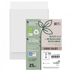 Buste a sacco Gaia - PP riciclato - 15 x 21 cm - buccia - trasparente - Sei rota - conf. 25 pezzi