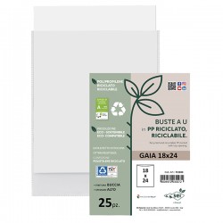 Buste a sacco Gaia - PP riciclato - 18 x 24 cm - buccia - trasparente - Sei rota - conf. 25 pezzi