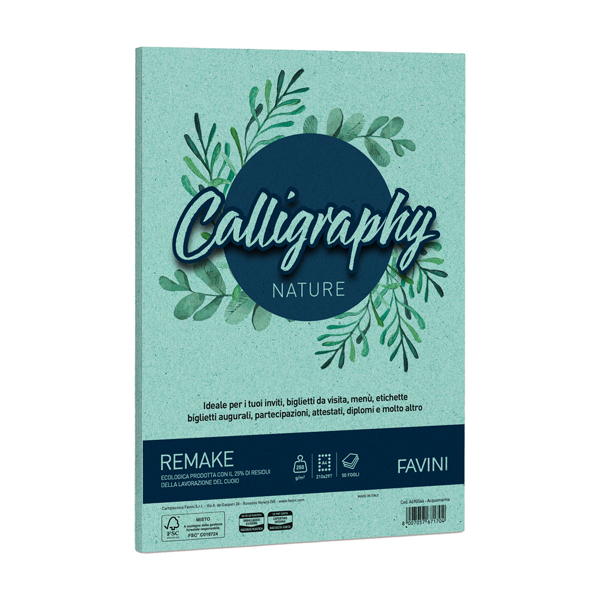 Carta Calligraphy Nature Remake - A4 - 250 gr - acquamarina - Favini - conf. 50 fogli Carta Calligraphy Nature Remake - A4 - 250 gr - acquamarina - Favini - conf. 50 fogli