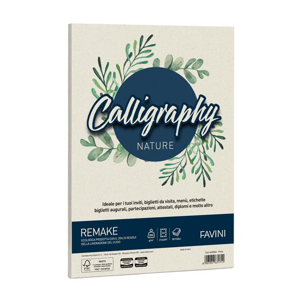 Carta Calligraphy Nature Remake - A4 - 250 gr - perla - Favini - conf. 50 fogli Carta Calligraphy Nature Remake - A4 - 250 gr - perla - Favini - conf. 50 fogli