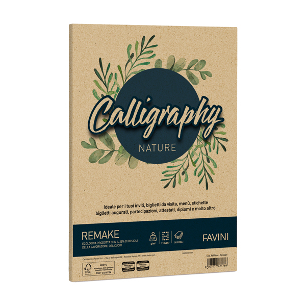 Carta Calligraphy Nature Remake - A4 - 120 gr - spiaggia - Favini - conf. 50 fogli Carta Calligraphy Nature Remake - A4 - 120 gr - spiaggia - Favini - conf. 50 fogli