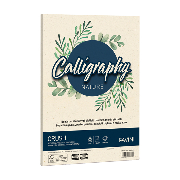 Carta Calligraphy Nature Crush - A4 - 90 gr - alga - Favini - conf. 50 fogli Carta Calligraphy Nature Crush - A4 - 90 gr - alga - Favini - conf. 50 fogli
