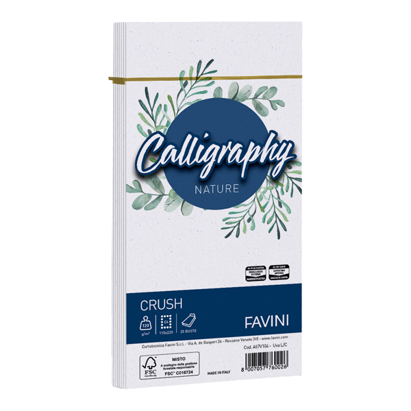Busta Calligraphy Nature Crush - 110 x 220 mm - 120 gr - uva - Favini - conf. 25 pezzi Busta Calligraphy Nature Crush - 110 x 220 mm - 120 gr - uva - Favini - conf. 25 pezzi