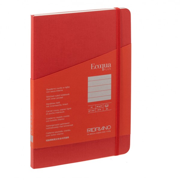 Taccuino Ecoqua Plus - con elastico - rilegatura cucita - A5 - 5 mm - 80 fogli - righe - lampone - Fabriano Taccuino Ecoqua Plus - con elastico - rilegatura cucita - A5 - 5 mm - 80 fogli - righe - lampone - Fabriano