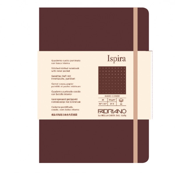 Taccuino Ispira - con elastico - copertina rigida - A5 - 96 fogli - puntinato - marrone - Fabriano Taccuino Ispira - con elastico - copertina rigida - A5 - 96 fogli - puntinato - marrone - Fabriano