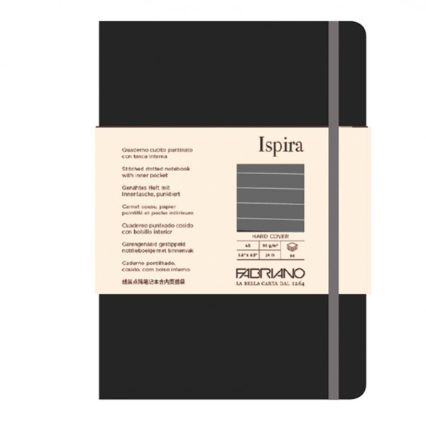 Taccuino Ispira - con elastico - copertina rigida - A5 - 96 fogli - righe - nero - Fabriano Taccuino Ispira - con elastico - copertina rigida - A5 - 96 fogli - righe - nero - Fabriano
