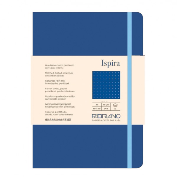 Taccuino Ispira - con elastico - copertina flessibile - A5 - 96 fogli - puntinato - blu royal - Fabriano Taccuino Ispira - con elastico - copertina flessibile - A5 - 96 fogli - puntinato - blu royal - Fabriano