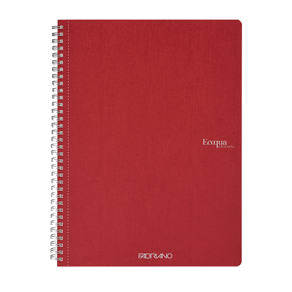 Maxiquaderno Ecoqua original - A4 - 90 gr - 1 rigo - 70 fogli - rosso scuro - spiralato - Fabriano