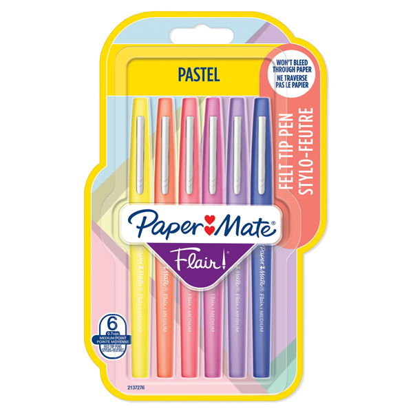 Pennarello Flair Nylon - punta feltro - 1,10mm - colori assortiti Pastel - Papermate - conf. 6 pezzi Pennarello Flair Nylon - punta feltro - 1,10mm - colori assortiti Pastel - Papermate - conf. 6 pezzi