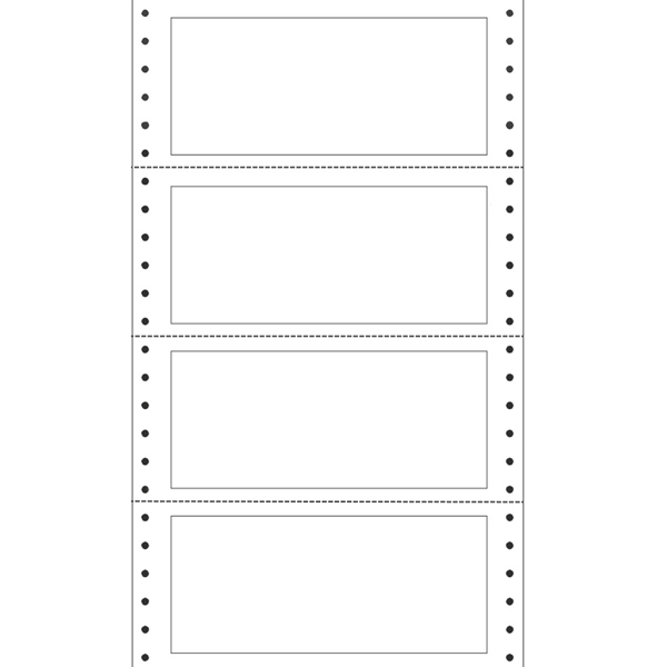 Etichette adesive a modulo continuo TT951 - in carta - corsia singola - permanenti - 140 x 60 mm - 4 et/fg - 100 fogli - bianco - Markin Etichette adesive a modulo continuo TT951 - in carta - corsia singola - permanenti - 140 x 60 mm - 4 et/fg - 100 fogli - bianco - Markin