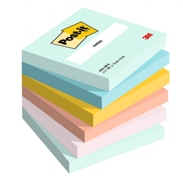 Blocco Post-it - 654-BEA - 76 x 76 mm - colori Beachside - 100 fogli - Post-it - conf. 6 pezzi Blocco Post-it - 654-BEA - 76 x 76 mm - colori Beachside - 100 fogli - Post-it - conf. 6 pezzi