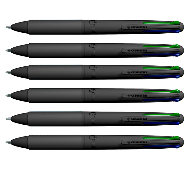 Astuccio penne a sfera All Black - punta 1,00 mm - 4 colori - Osama - conf. 6 pezzi Astuccio penne a sfera All Black - punta 1,00 mm - 4 colori - Osama - conf. 6 pezzi
