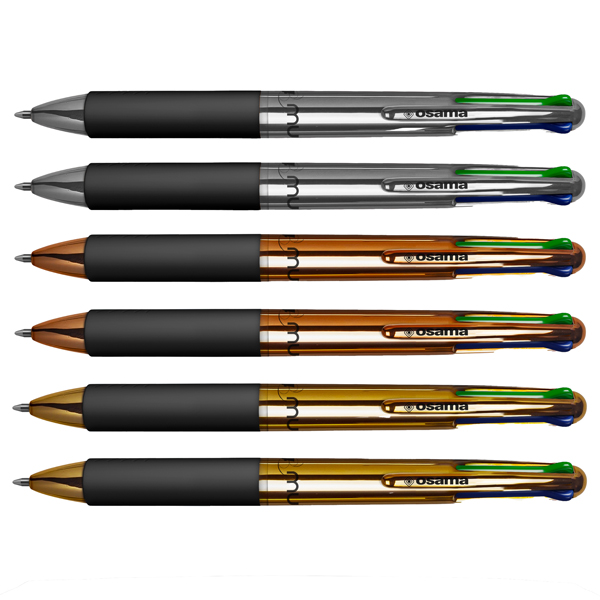 Astuccio penne a sfera Chrome - punta 1,00 mm - 4 colori - Osama - conf. 6 pezzi Astuccio penne a sfera Chrome - punta 1,00 mm - 4 colori - Osama - conf. 6 pezzi