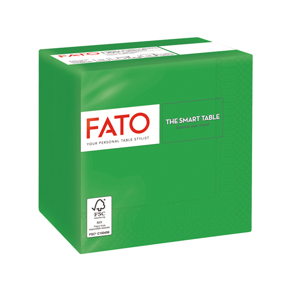 Tovagliolo - carta - 24 x 24 cm - 2 veli - verde smeraldo - Fato - conf. 100 pezzi