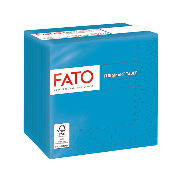Tovagliolo - carta - 24 x 24 cm - 2 veli - turchese - Fato - conf. 100 pezzi Tovagliolo - carta - 24 x 24 cm - 2 veli - turchese - Fato - conf. 100 pezzi