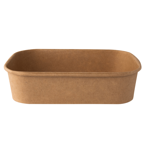 Bowl monouso - rettangolare - 500 ml - cartoncino - avana - Signor Bio - conf. 50 pezzi