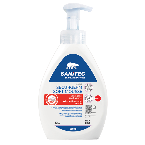 Sapone in mousse Securgerm - con antibatterico - dispenser 600 ml - Sanitec Sapone in mousse Securgerm - con antibatterico - dispenser 600 ml - Sanitec