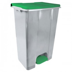 Contenitore mobile Ecoconti - a pedale - 80 L - plastica riciclata - grigio/verde - Medial