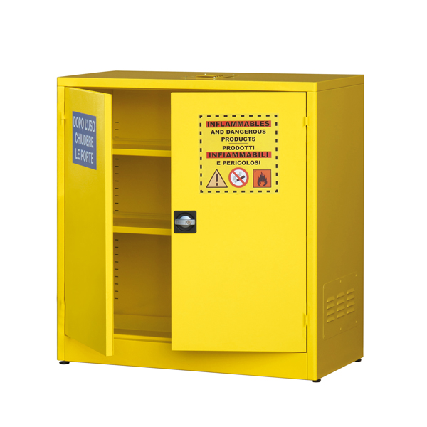 Armadio di sicurezza - per liquidi infiammabili - 107,5 x 50 x 110 cm - giallo - Carvel Armadio di sicurezza - per liquidi infiammabili - 107,5 x 50 x 110 cm - giallo - Carvel