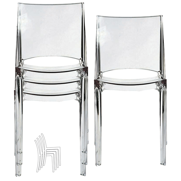 Sedia B-side - 48 x 50 x 81,5 cm - policarbonato - trasparente - Grandsoleil - conf. 4 pezzi Sedia B-side - 48 x 50 x 81,5 cm - policarbonato - trasparente - Grandsoleil - conf. 4 pezzi