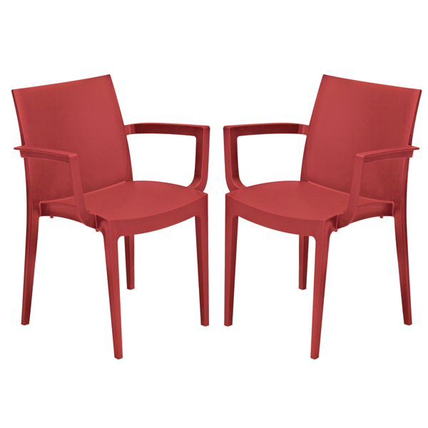 Sedia Venice - con braccioli - 59 x 51 x 80 cm - polipropilene - rosso - Grandsoleil - conf. 2 pezzi Sedia Venice - con braccioli - 59 x 51 x 80 cm - polipropilene - rosso - Grandsoleil - conf. 2 pezzi