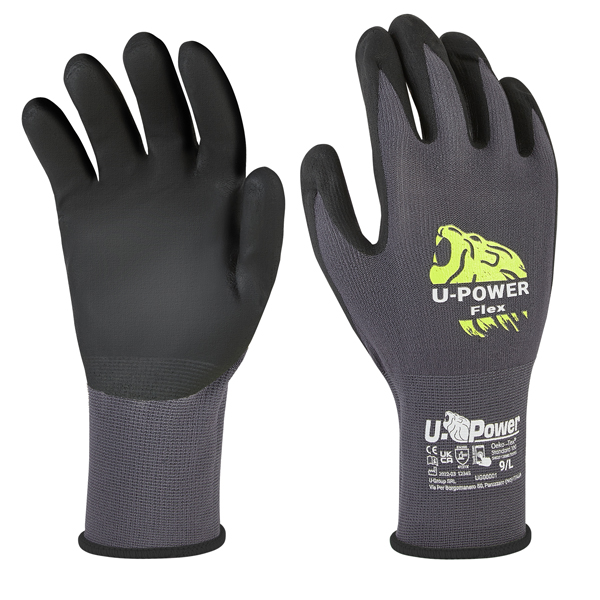 Guanti di protezione FLEX - con polsino nero - taglia 10 - nero/grigio - U-Power