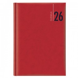 Agenda giornaliera 2027 - copertina in carta imbottita - 17 x 24 cm - rosso