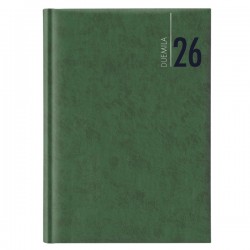 Agenda settimanale 2027 - copertina in carta imbottita - 17 x 24 cm - verde