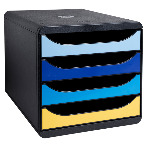 Cassettiera Big Box Bee Blue - 4 cassetti A4 - nero/multicolore - Exacompta Cassettiera Big Box Bee Blue - 4 cassetti A4 - nero/multicolore - Exacompta