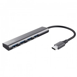 Hub Halyx - 4 porte - da USB-C a USB-A 3.2 Gen1 - alluminio - grigio - Trust