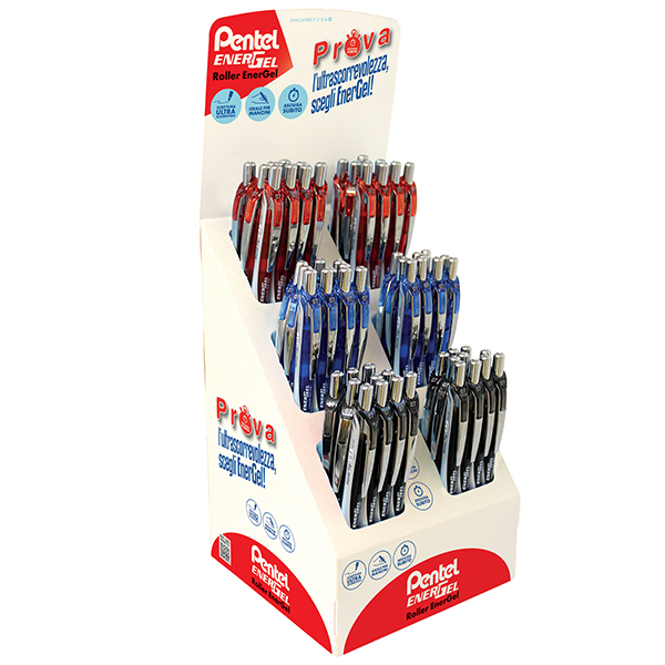 Roller Energel XM - punta 0,7 mm - colori assortiti - Pentel - expo 48 pezzi Roller Energel XM - punta 0,7 mm - colori assortiti - Pentel - expo 48 pezzi