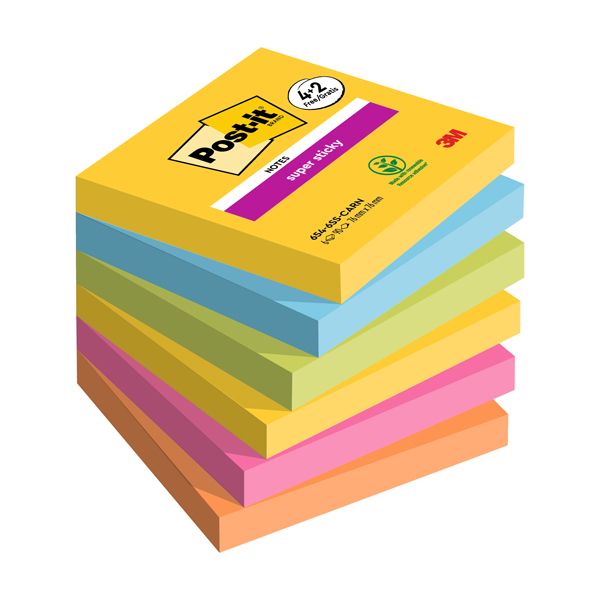 Blocco foglietti Post-it Super Sticky Carnival - 76 x 76 mm - 90 fogli - Post-it - conf. 6 blocchi Blocco foglietti Post-it Super Sticky Carnival - 76 x 76 mm - 90 fogli - Post-it - conf. 6 blocchi