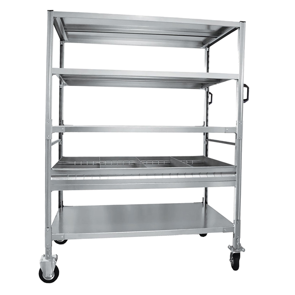 Carrello da lavoro - 4 piani - con vaschetta - 131 x 67 x 165,5 cm - 250 kg - zincato - Tecnotelai Carrello da lavoro - 4 piani - con vaschetta - 131 x 67 x 165,5 cm - 250 kg - zincato - Tecnotelai