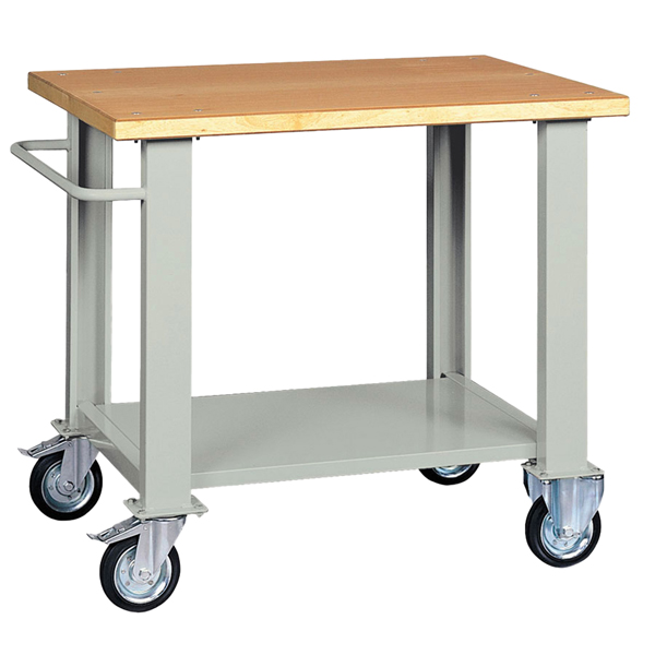 Banco da lavoro - con ruote - 100 x 75 x 90 cm - grigio/legno - Tecnotelai Banco da lavoro - con ruote - 100 x 75 x 90 cm - grigio/legno - Tecnotelai