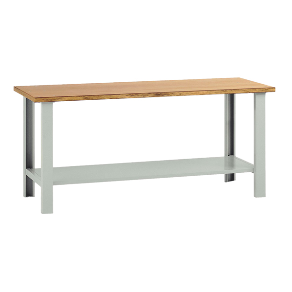 Banco da lavoro - senza cassetti - 200 x 75 x 90 cm - grigio/legno - Tecnotelai Banco da lavoro - senza cassetti - 200 x 75 x 90 cm - grigio/legno - Tecnotelai