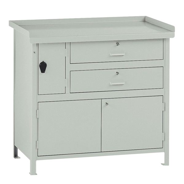 Banco da lavoro - con 2 cassetti e 1 vano - 100 x 67 x 90 cm - grigio - Tecnotelai Banco da lavoro - con 2 cassetti e 1 vano - 100 x 67 x 90 cm - grigio - Tecnotelai